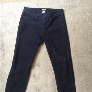 Navy zip ankle skinny corduroys from J Crew